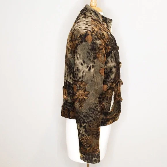 St John Coat Corduroy Size Large Moody Floral Fall Floral Grunge Goth Fairy - Picture 2 of 8